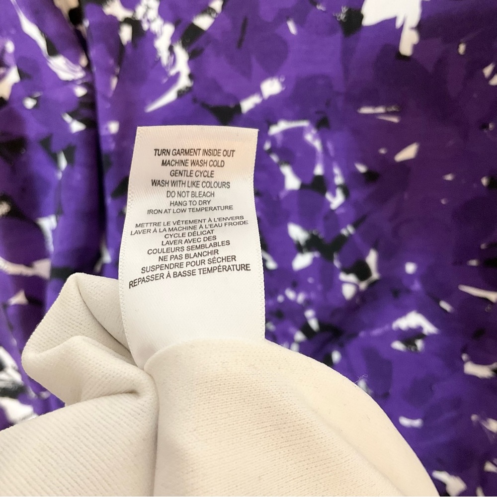 NWT Cleo Petites Floral Shift Dress Black White Purple Women’s 12P - Picture 9 of 12